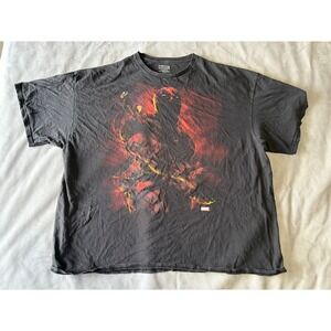 Marvel Deadpool Graphic T-Shirt Mens 3XL Black Red Smoke Short Sleeve Tee